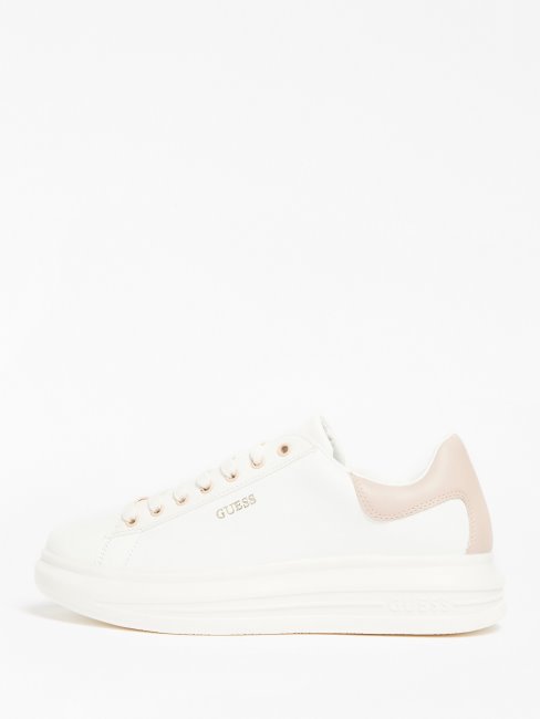 Guess Sneaker Vibo En Cuir Mélangé Blanc