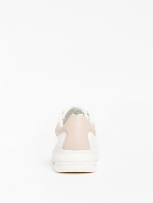 Guess Sneaker Vibo En Cuir Mélangé Blanc