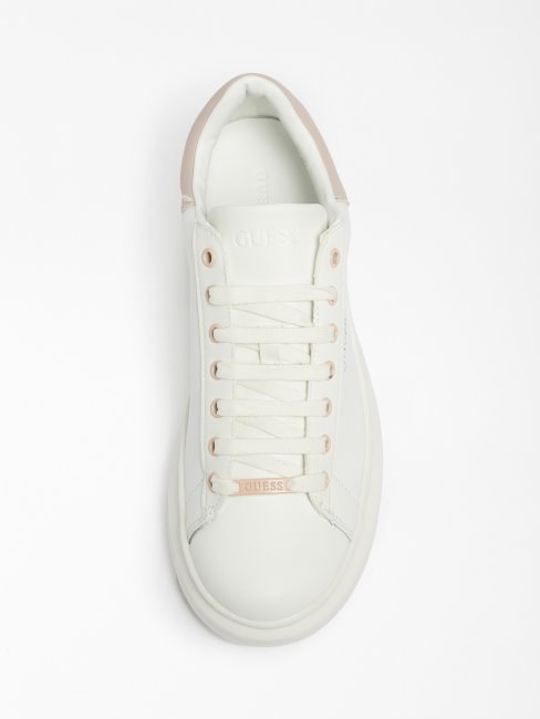 Guess Sneaker Vibo En Cuir Mélangé Blanc
