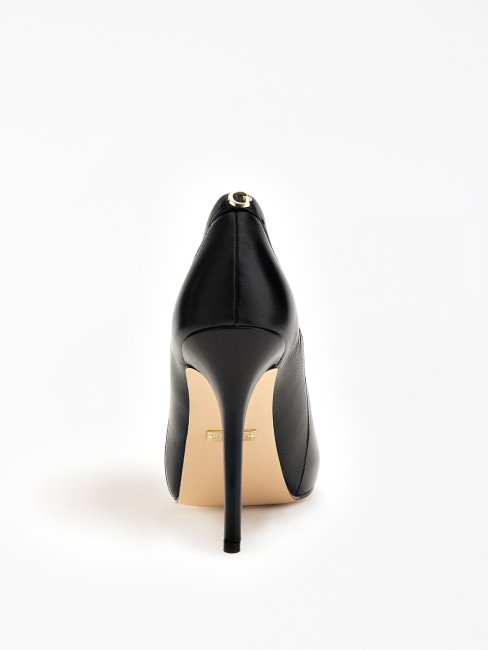 Escarpins Peep-toe Cuir Véritable Civina Noir Guess