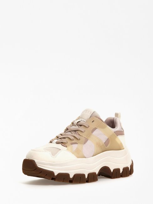 Guess Chaussure De Course Beige à Empiècement Logo Brayjen