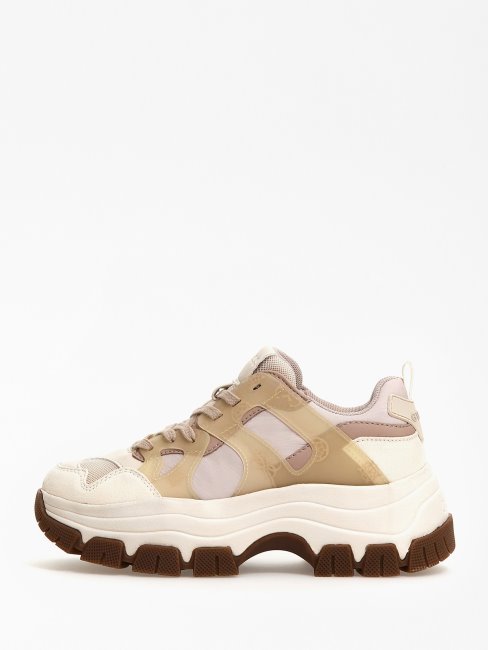 Guess Chaussure De Course Beige à Empiècement Logo Brayjen