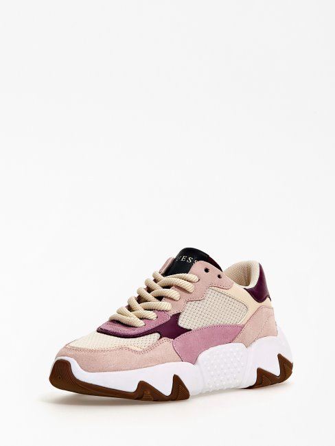 Chaussure De Course à Empiècement En Daim Goldon Multi Rose Guess