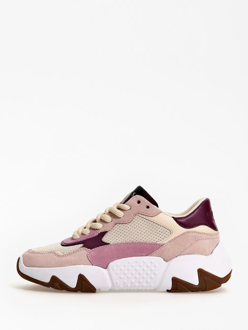 Chaussure De Course à Empiècement En Daim Goldon Multi Rose Guess