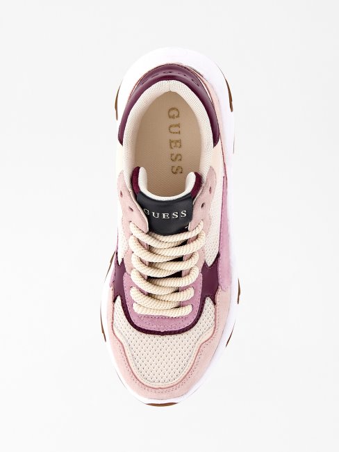 Chaussure De Course à Empiècement En Daim Goldon Multi Rose Guess