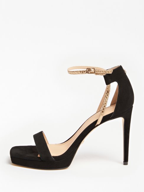 Guess Sandale Noire En Daim Mélangé Zoila