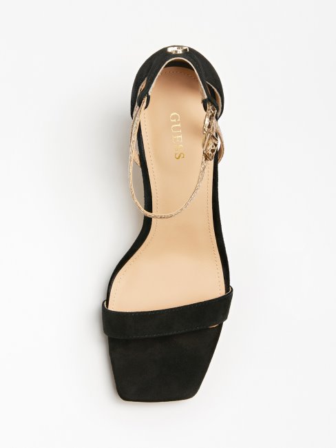 Guess Sandale Noire En Daim Mélangé Zoila