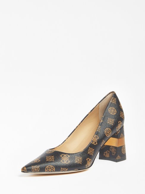 Escarpins Guess Maive 4g Pivoine Logo Marron