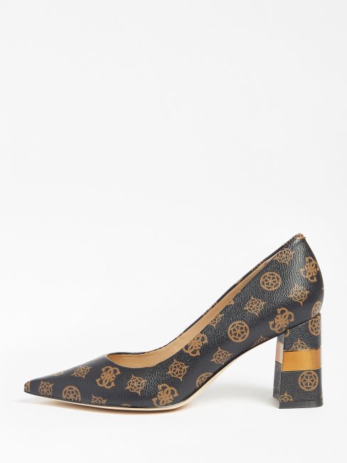 Escarpins Guess Maive 4g Pivoine Logo Marron