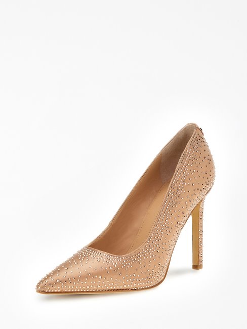 Escarpin Soie Strass Rose Clair Guess