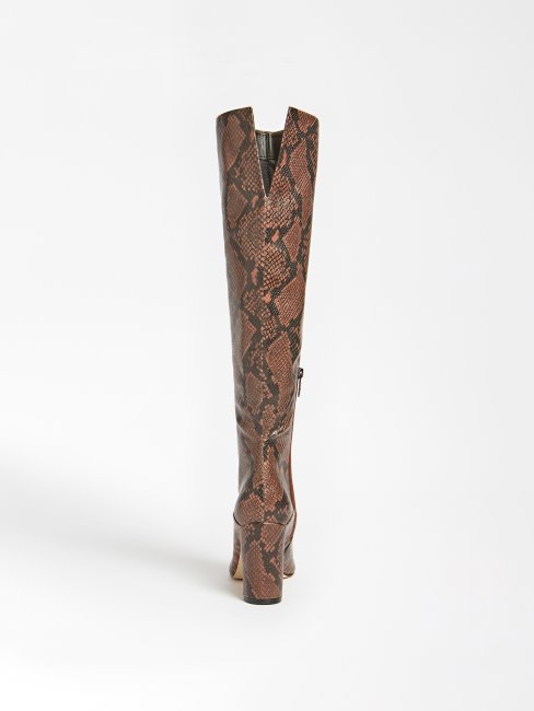 Bottine Haute Guess Marron Imprimé Python Pour Femme