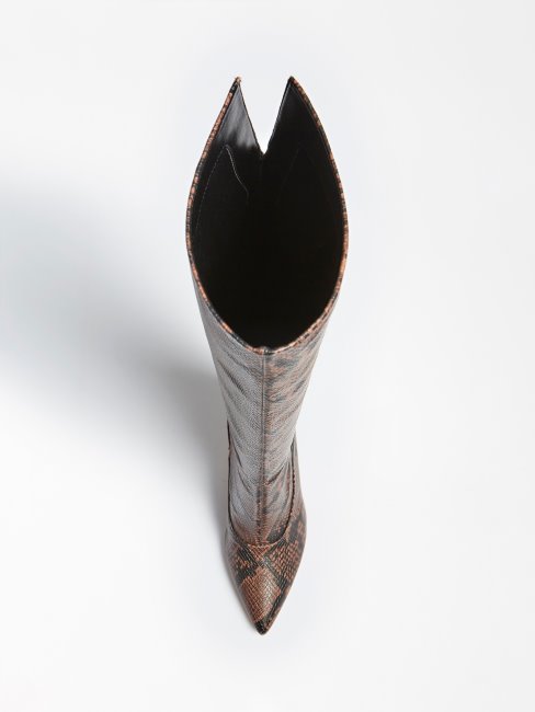 Bottine Haute Guess Marron Imprimé Python Pour Femme