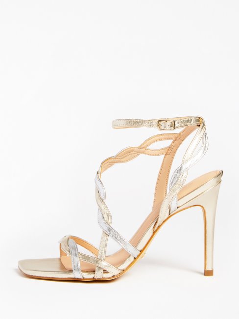 Guess Dorées Sandales Syivia à Détail Laminé