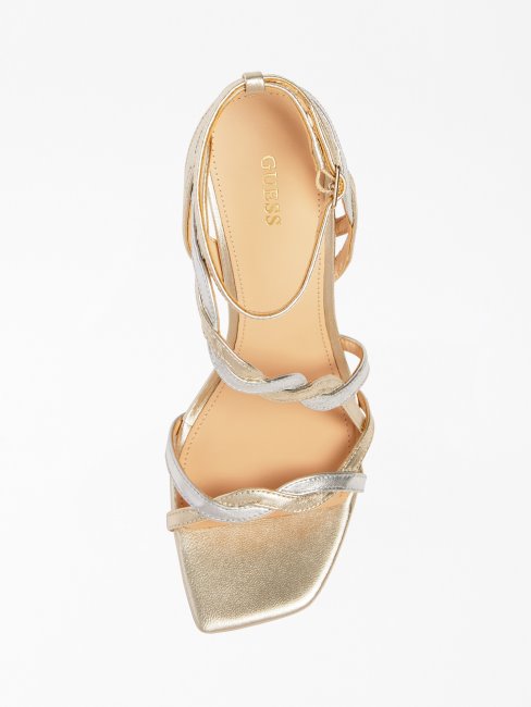 Guess Dorées Sandales Syivia à Détail Laminé