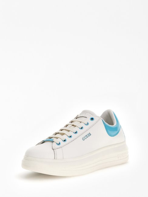 Basket Vibo En Cuir Mélangé Bleu Clair Guess