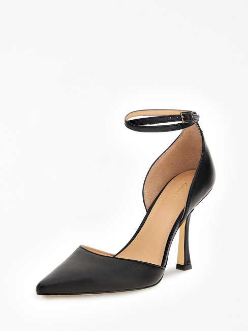 Guess Sydnie Sandale En Cuir Véritable Noir