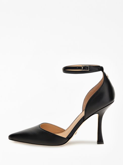 Guess Sydnie Sandale En Cuir Véritable Noir