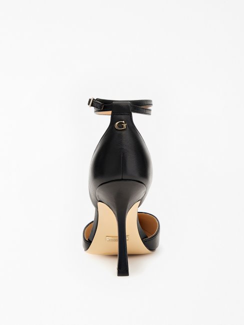 Guess Sydnie Sandale En Cuir Véritable Noir