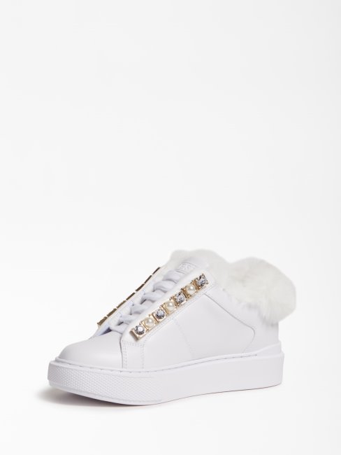 Sneaker En Fausse Fourrure Haya Blanche Guess