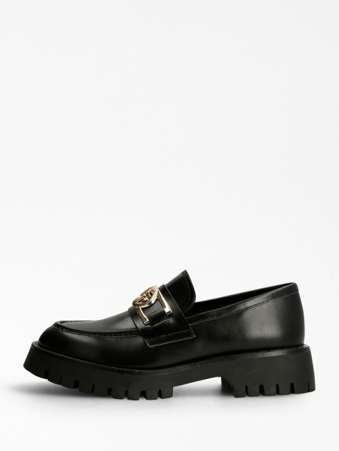 Mocassins Ilary Cuir Véritable Guess Noir