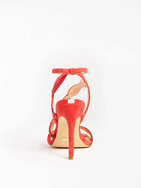 Guess Syivia Sandale à Détail Laminé Rouge