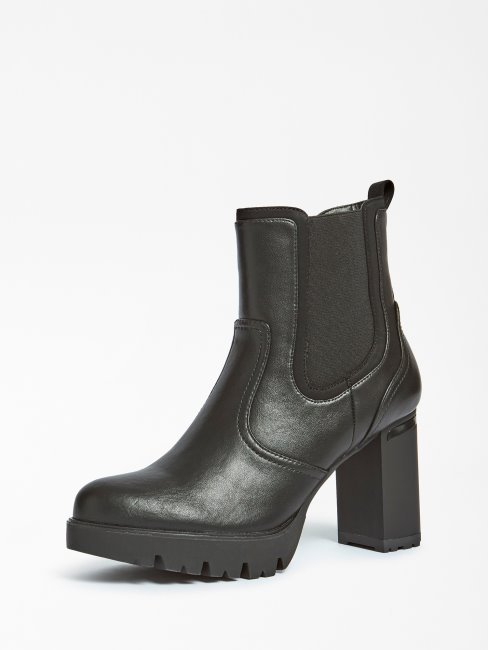 Sabina Bottines En Cuir Véritable Noir Guess
