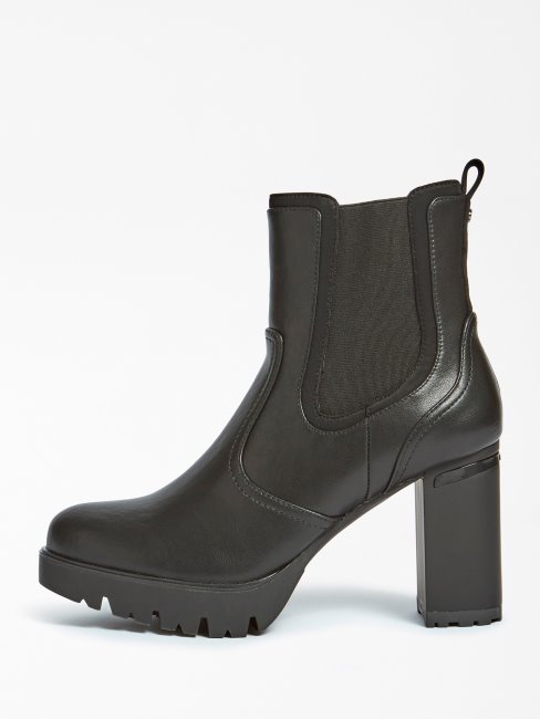 Sabina Bottines En Cuir Véritable Noir Guess