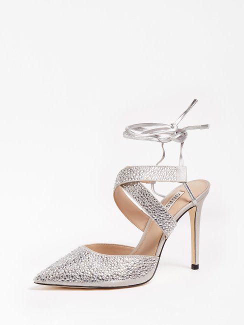Sandale Blanche à Strass Brillants Guess