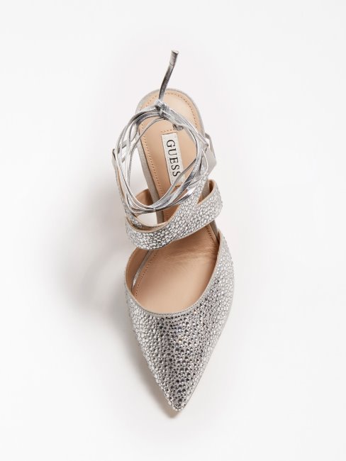 Sandale Blanche à Strass Brillants Guess