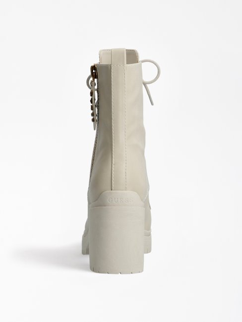 Bottes De Combat Zippées à Logo Cabra Crème Guess