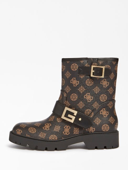 Bottines Guess Ragner En Cuir Véritable Marron