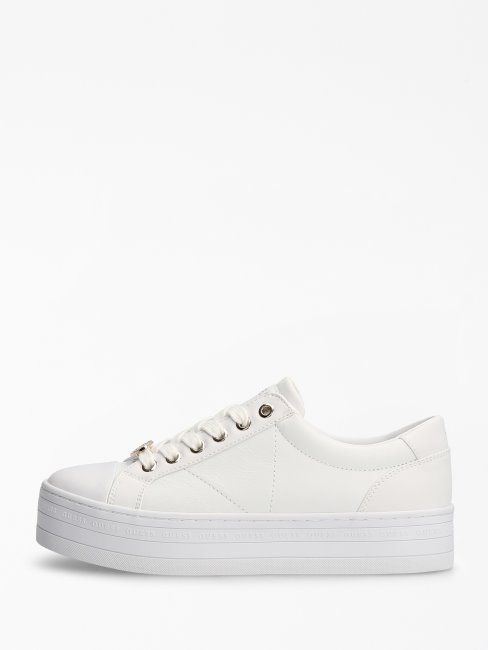 Guess Bells Paniers En Cuir Mélangé Blanc