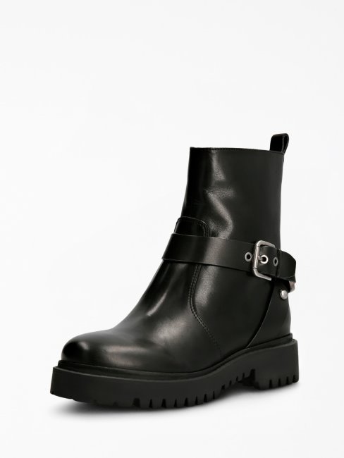 Guess Bottines Oracia En Cuir Véritable Noir