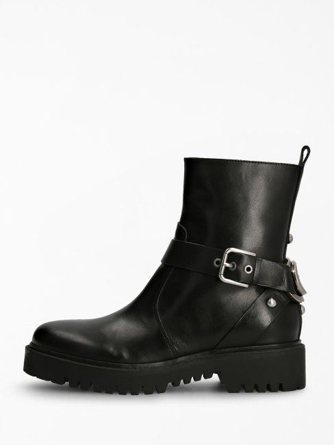Guess Bottines Oracia En Cuir Véritable Noir