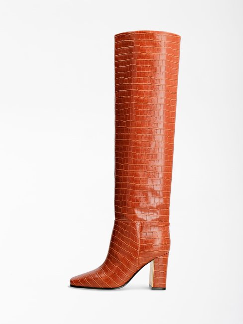 Bottine Haute Imprimé Croco Elandra Marron Guess