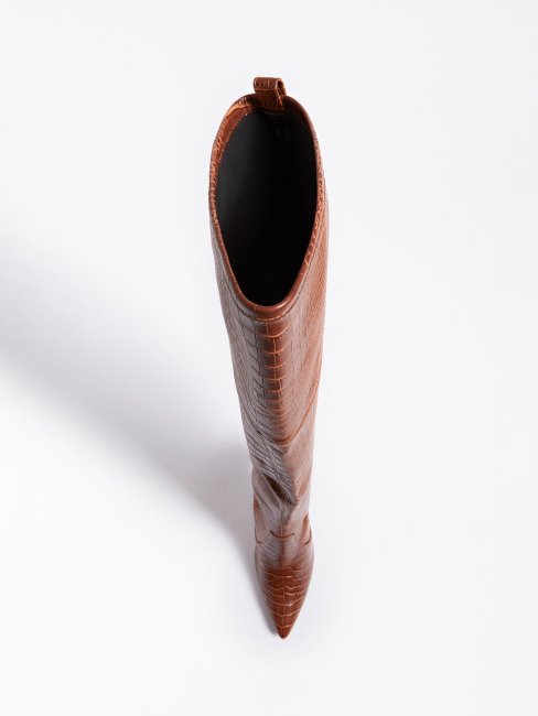 Baiwa Botte Haute Imprimé Croco Guess Marron