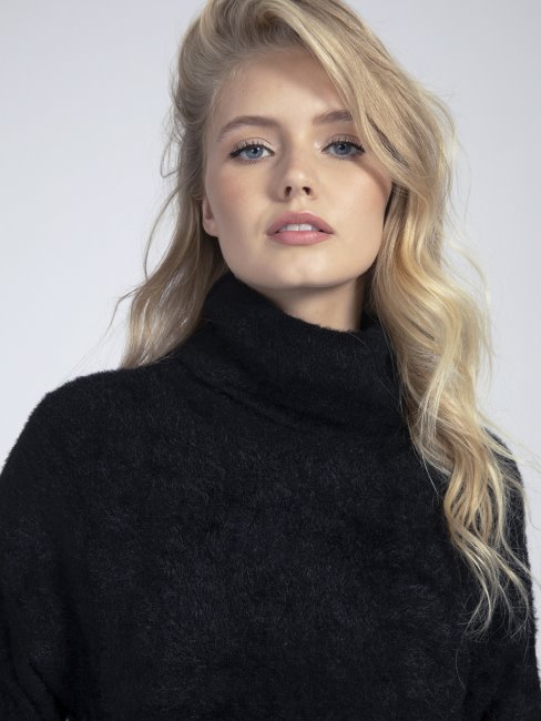 Robe En Maille Noire à Col Montant Guess