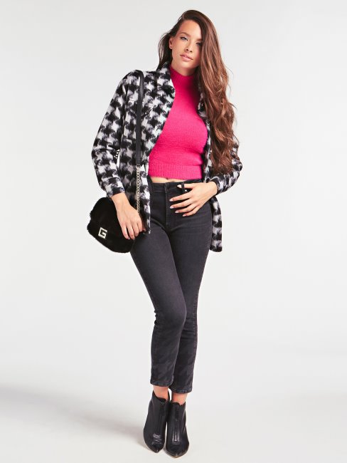 Guess Gwen Sac à Bandoulière En Fausse Fourrure Noir