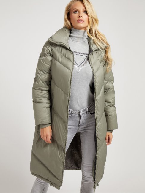 Guess Doudoune Doublure Imprimée En Duvet Véritable Vert