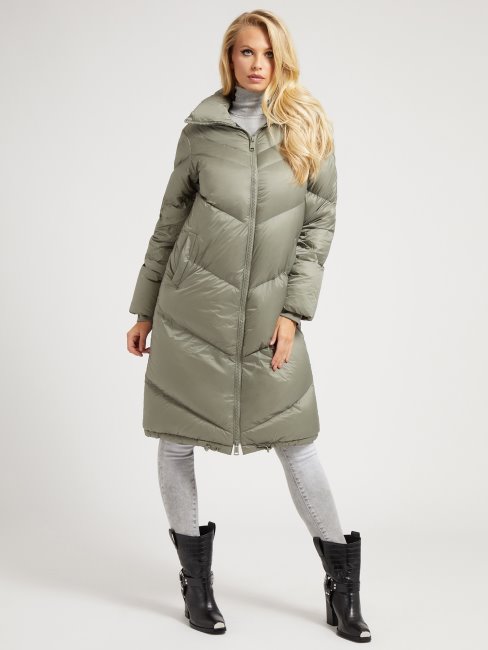 Guess Doudoune Doublure Imprimée En Duvet Véritable Vert