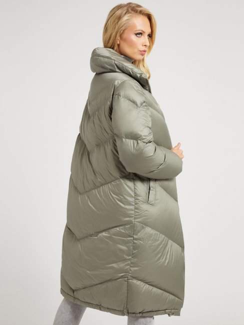 Guess Doudoune Doublure Imprimée En Duvet Véritable Vert