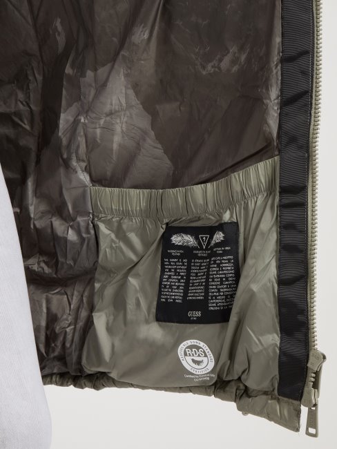 Guess Doudoune Doublure Imprimée En Duvet Véritable Vert