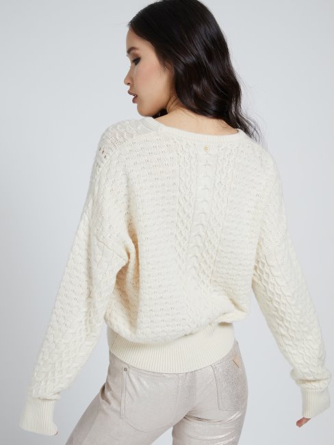 Pull Guess Blanc à Torsades