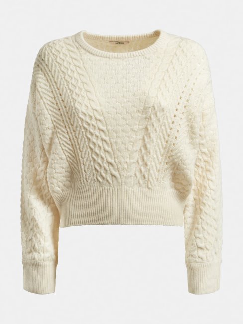 Pull Guess Blanc à Torsades
