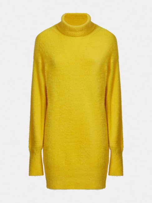 Robe En Maille Col Montant Guess Jaune