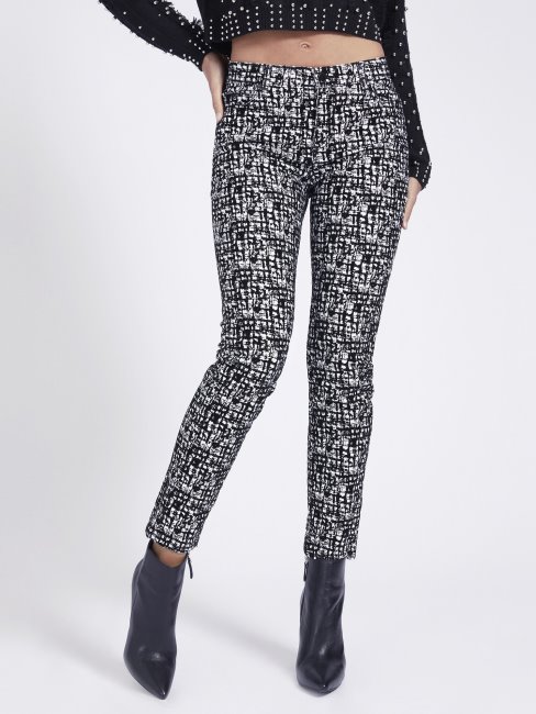 Pantalon Coupe Skinny Blanc Floqué Multi Guess