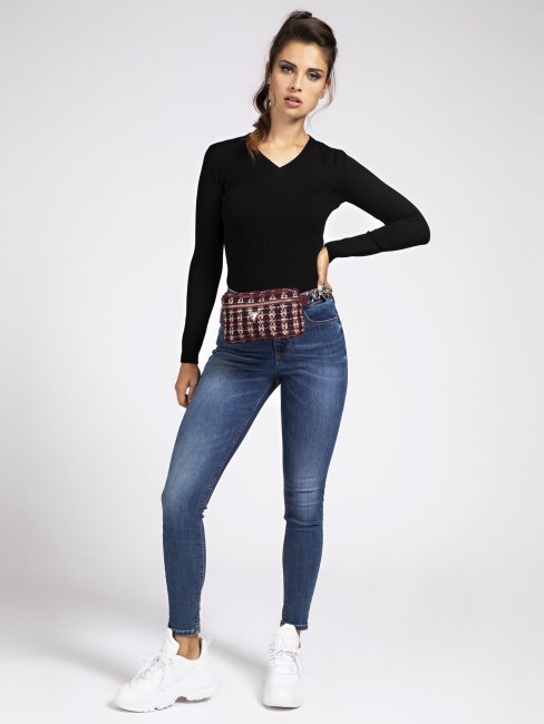 Sac Ceinture Guess Cessily En Tweed Rouge