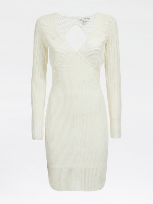 Robe En Maille Crochet Guess Blanche