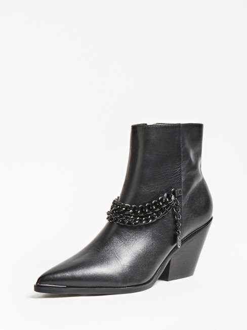 Bottines Guess Patziy En Cuir Véritable Noir