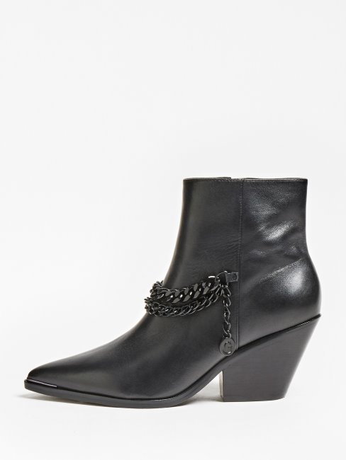 Bottines Guess Patziy En Cuir Véritable Noir